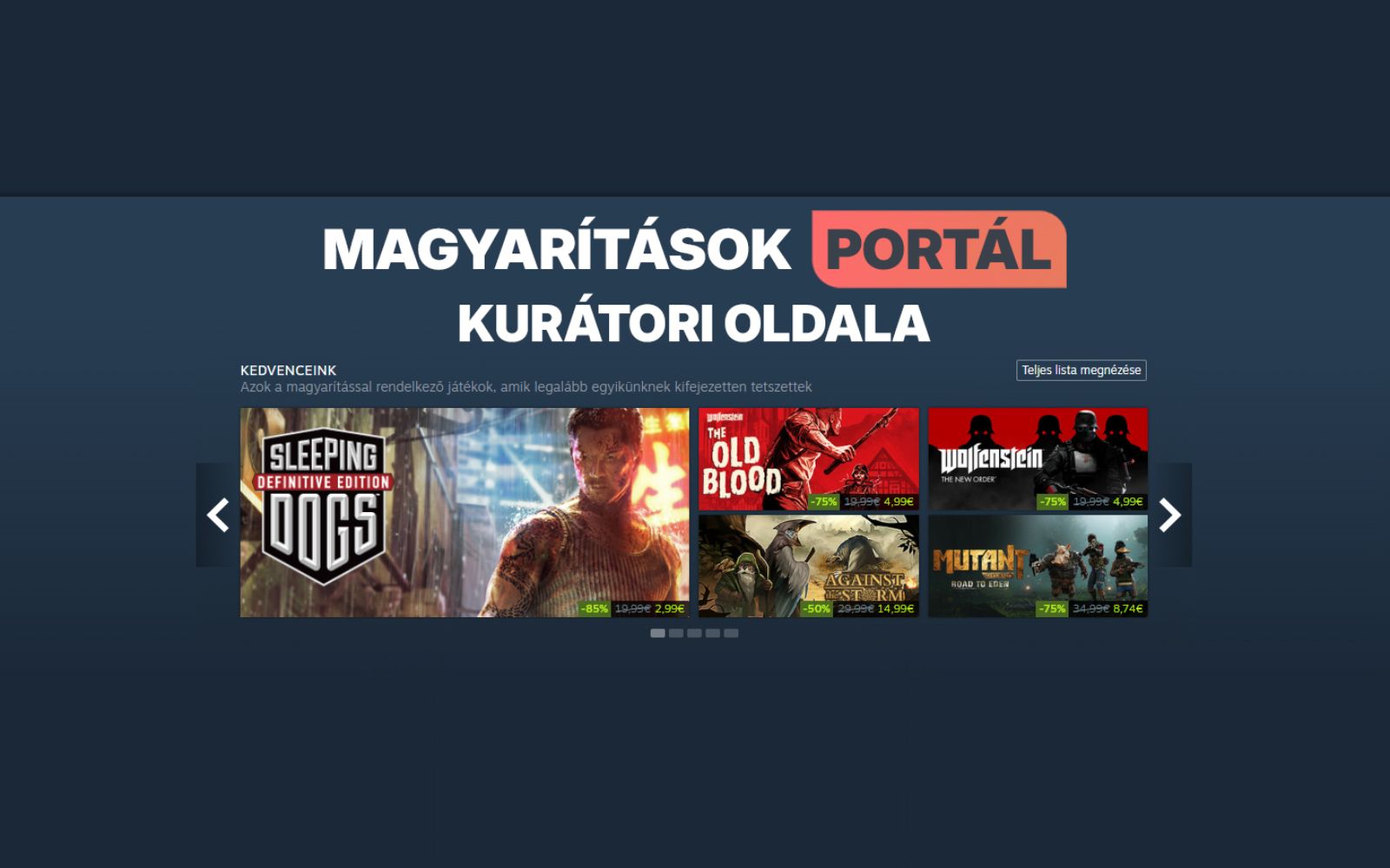 Íme a Portál steames kurátori oldala!