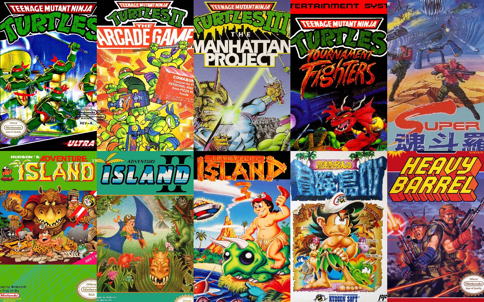 Teljes Tini nindzsa teknőcök és Adventure Island sorozat NES-re